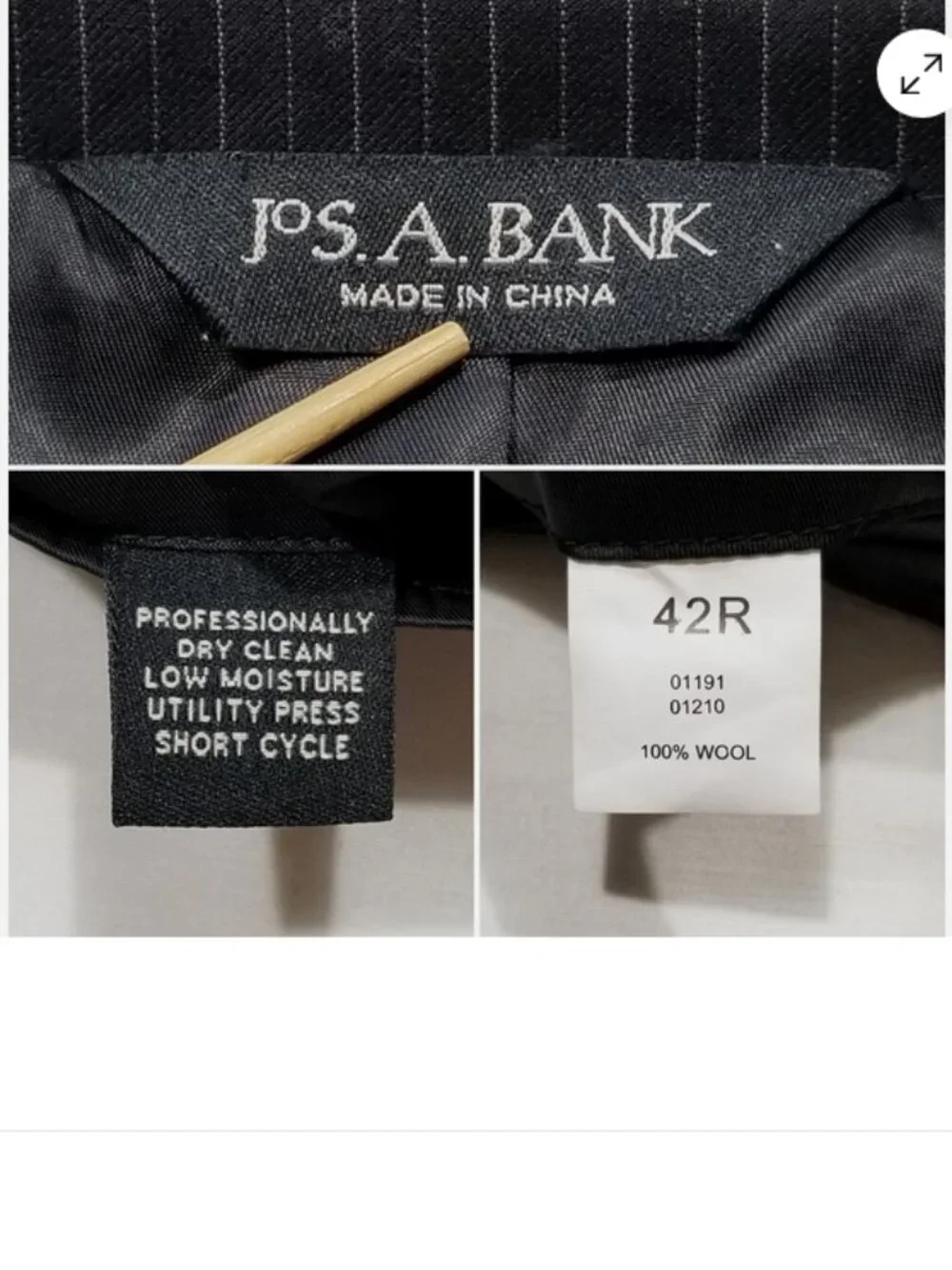 JOS. A. BANK Suit Jacket Pinstripe Wool 7067E1M